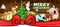 Farm animals celebrate Christmas - vector banner