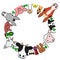 Farm animals in circle with copy space