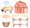 Farm Animals Clipart, Watercolor hand drawn sheep Clip art, Cute  illustration, barn clip art, Village set