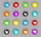 Farm animals colored plastic round buttons icon set