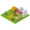 Farm with animals, colorful isometry, isometric agriculture concept, natural habitat, design, cartoon style vector