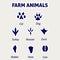 Farm animals footprint stickers