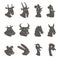 Farm Animals Heads Black Icons Set