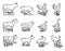 Farm Animals Icons Collection, Butchery Logo Templates