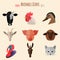 Farm Animals Icons with Flat Design