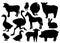 Farm animals livestock vector silhouettes.