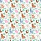 Farm animals seamless pattern. Collection of cartoon cute animals. Cow, sheep, goat, horse, donkey, pig, cock, chicken.
