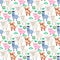 Farm animals seamless pattern. Collection of cartoon cute baby animals. pig, donkey, goat, cow.