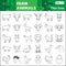 Farm animals thin line icon set, home animal symbols collection or sketches. Animals from a farm linear style signs for