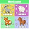 Farm animals. Write missing letters and complete words. Crossword for kids and toddlers. Educational children game.