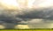 Farm area in southern Brazil and Cumulunimbus Clouds causing rain in summer afternoon