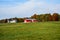 Farm with Autumn Trees Red Barns