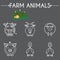 Farm Baby Animals and Birds Icons Set