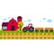 Farm banner with barn and tractor. Vector illustration