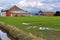 Farm barn and field