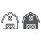 Farm barn line and glyph icon, farming