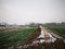 The farm being covered with snow