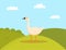 Farm Bird on Grass, Goose Eating, Farming Vector