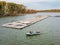 Farm for breeding fish, drone aerial view