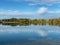 Farm for breeding fish. Morning on the breeding pond