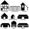 Farm Buildings Icons, Vector Illustration