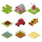 Farm Color Icons Set Isometric View. Vector