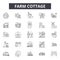 Farm cottage line icons, signs, vector set, outline illustration concept