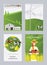 Farm and countryside flat vertical card or poster set isolated