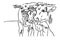 Farm cows. Vector design of the head of three cows on a white background. A livestock farm