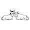 Farm cute mammals animals cartoon in black and white