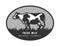 Farm dairy cow. Logo, emblem in engraved style.