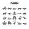 Farm Equipment And Transport Icons Set Vector