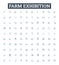 Farm exhibition vector line icons set. Farm, exhibition, agriculture, show, livestock, crops, animals illustration