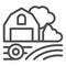 Farm on field line icon. Garden vector illustration isolated on white. Farming outline style design, designed for web