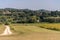 Farm field with mowed grass