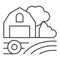 Farm on field thin line icon. Garden vector illustration isolated on white. Farming outline style design, designed for