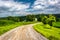 Farm fields along a dirt road in rural Carroll County, Maryland.