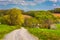 Farm fields along a dirt road in rural York County, Pennsylvania