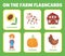 Farm Flashcards with Picture and Word Name Vector Template