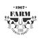 Farm food farming product estd 1967 logo. Black and white retro vector Illustration