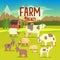 Farm Frenzy Illustration With Field Full Of Animals