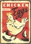 Farm fresh chicken eggs retro sign