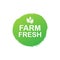Farm fresh hand drawn logos. Green, brown and black colors. Vector illustration.