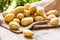 Farm fresh potatoes on a hessian sack