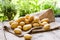 Farm fresh potatoes on a hessian sack