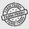 Farm fresh rubber stamp isolated on white.