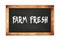 FARM  FRESH text written on wooden frame school blackboard