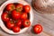 Farm fresh tomatoes in a copper dish