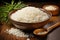 Farm freshness Jasmine white rice in wooden bowl exudes natural charm