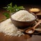 Farm freshness Jasmine white rice in wooden bowl exudes natural charm